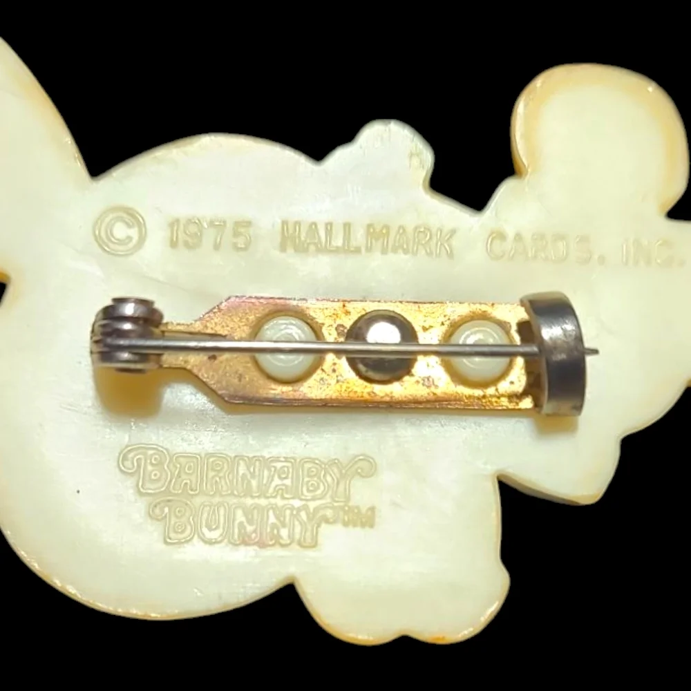 Vintage Easter Bunny Brooch - Yellow and Blue By Hallmark Stamped 1975 Barnaby
